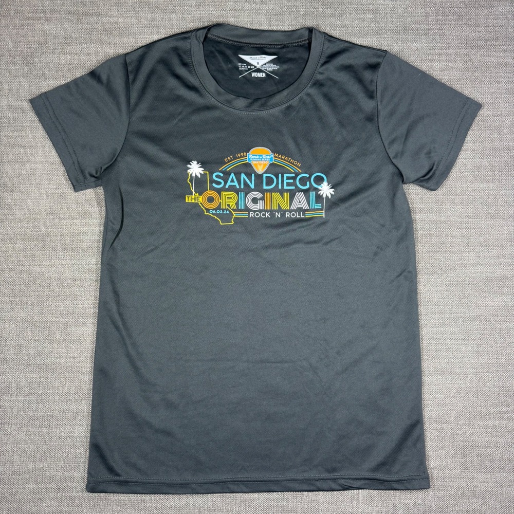 Rock‎ n Roll Marathon Series San Diego 2024 Race Women Gray Running Shirt Size M